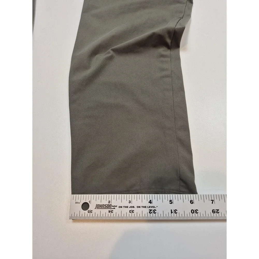 ABC Slim-Fit 5 Pocket Pant 33x30 Green Chino Straight Casual Stretch FLAW Repair